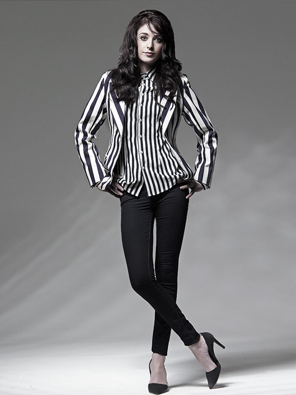 black and white fashion image of female model